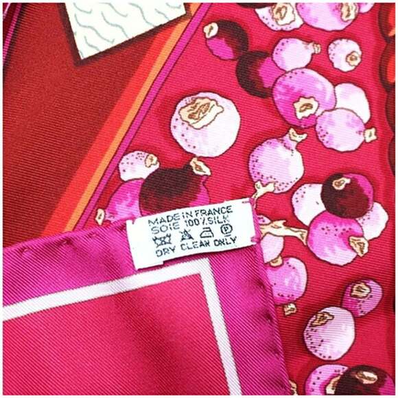 HERMES Red Silk Scarf - Picture 6 of 9